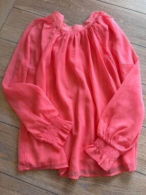 Old Navy Coral Pink Smocked Sleeve Casual Dress